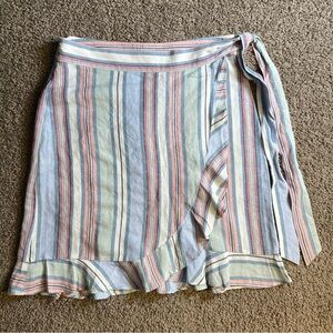 Loft striped womens 6 wrap skirt linen preppy feminine‎ mini casual cottage core